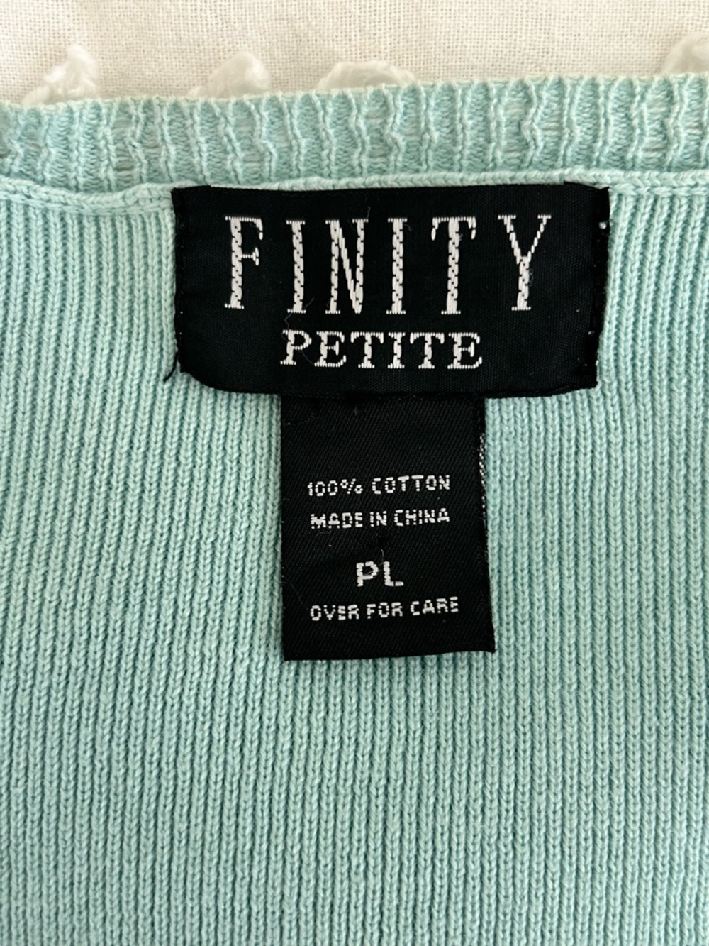 Finity 2 Pc Twinset Cardigan & Sleeveless Top 100% Cotton Knit Mint Green Sz PL - Picture 8 of 16